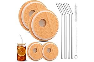 Cymuber Reusable Bamboo Lids for Glass Cups