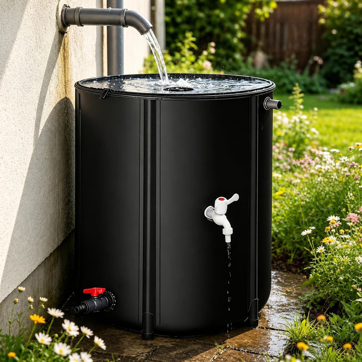雨水タンク　大（ブラック）蛇口付き　送料無料 Amazon.co.jp: BRJX 折りたたみ式 雨水タンク 大型 PVC 蛇口付き 水位