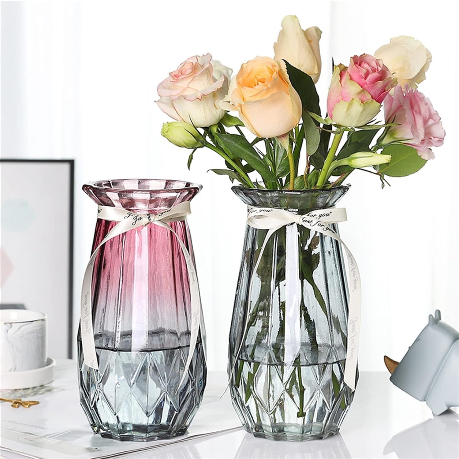 Amazon.com: ROPCVAX Glass Vase Elegant Vase Modern Flower Vase