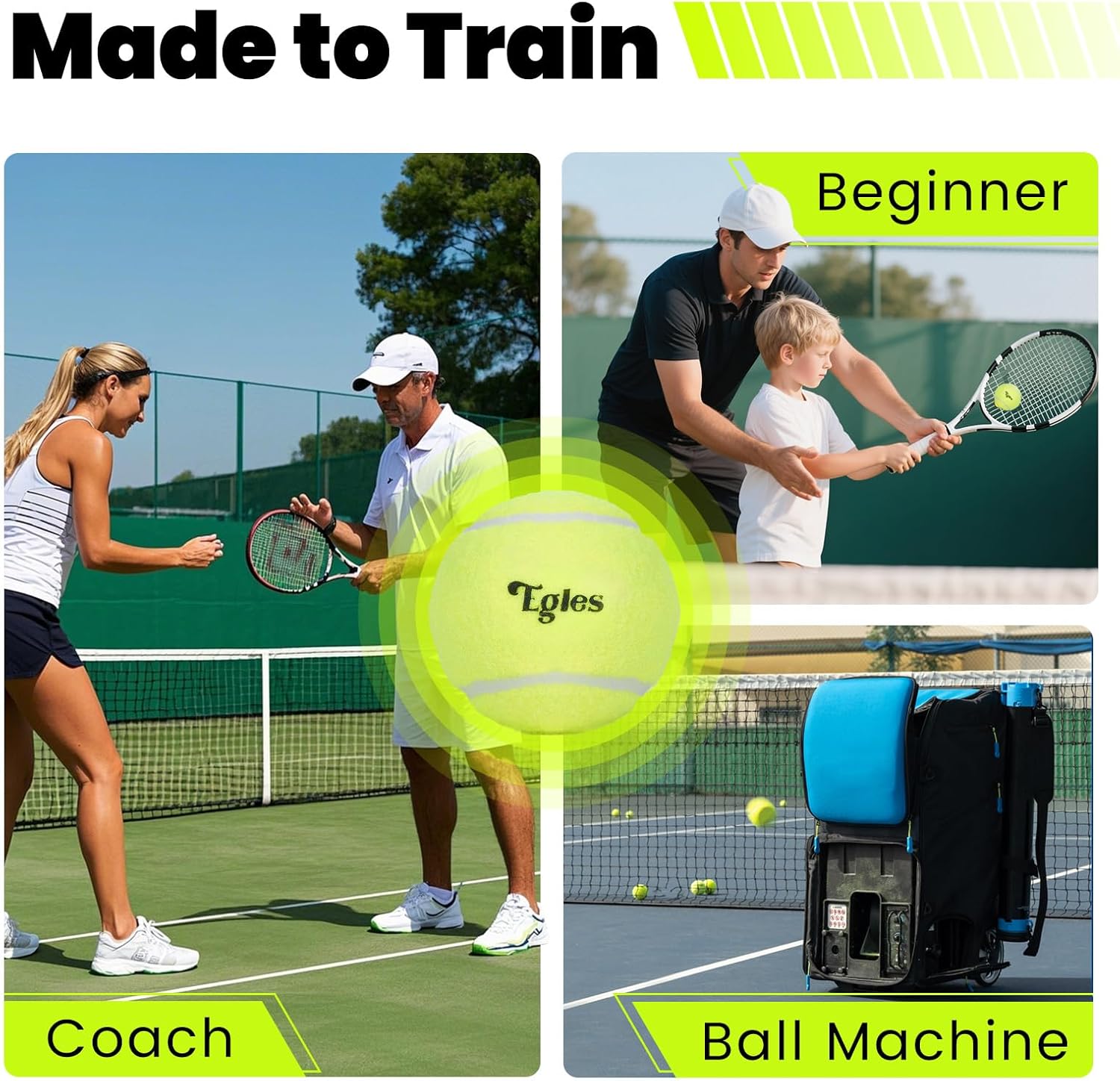 Egles 12/20/60 Packs Tennis Balls for Training and Dogs, High Elasticity Practice Tennis Ball with Mesh Bag for Transport and Beginner Exercise, Durable Pet Playing Tennis Ball Set