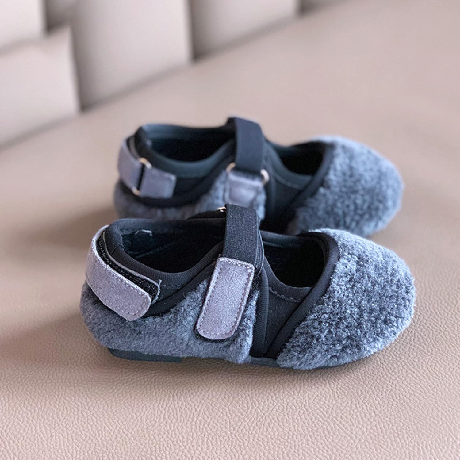 SALE!!【KLIAN】[KLIAN] モカシン キッズ 防寒 ファー ローファー 子供靴 ベルクロ 学生 保温 15.0cm 裏起毛 キッズシューズ パン 立ったまま調節