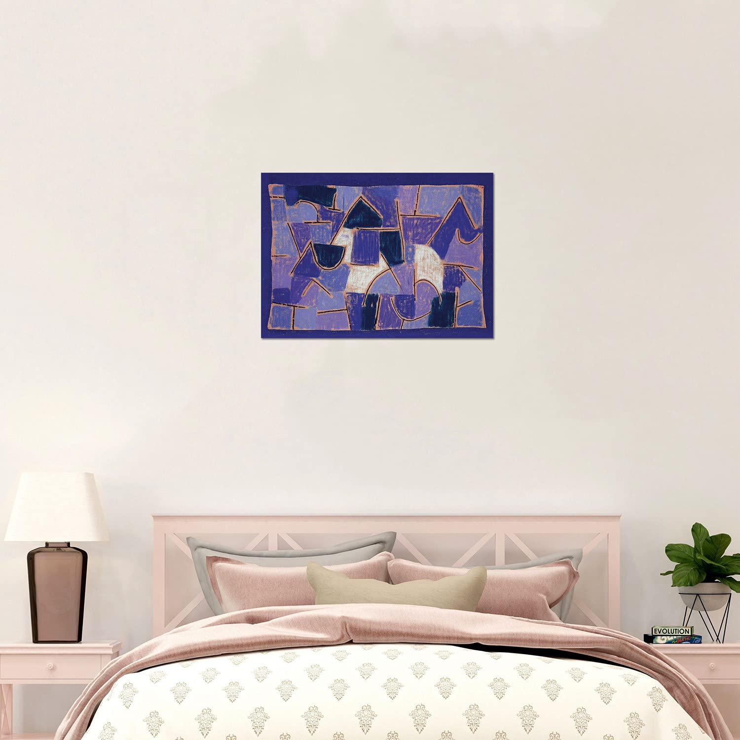 Giallobus - Pinturas - Paul Klee - Noche Azul - Vidrio acrílico plexi - 70x50 - Listo para Colgar - Cuadros Modernos para el hogar