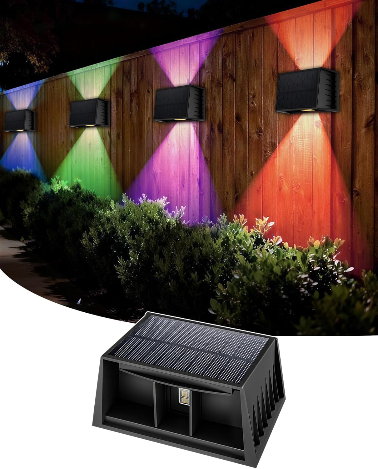CORESLUX Wandleuchte Aussen Solar, RGB Außenlampe LED Außenleuchte, Up Down Einstellbar Lichtstrahl,IP67 Wasserdichte, Solarlampen Aussenlampe Wand für Garten Balkon Terrasse Treppen