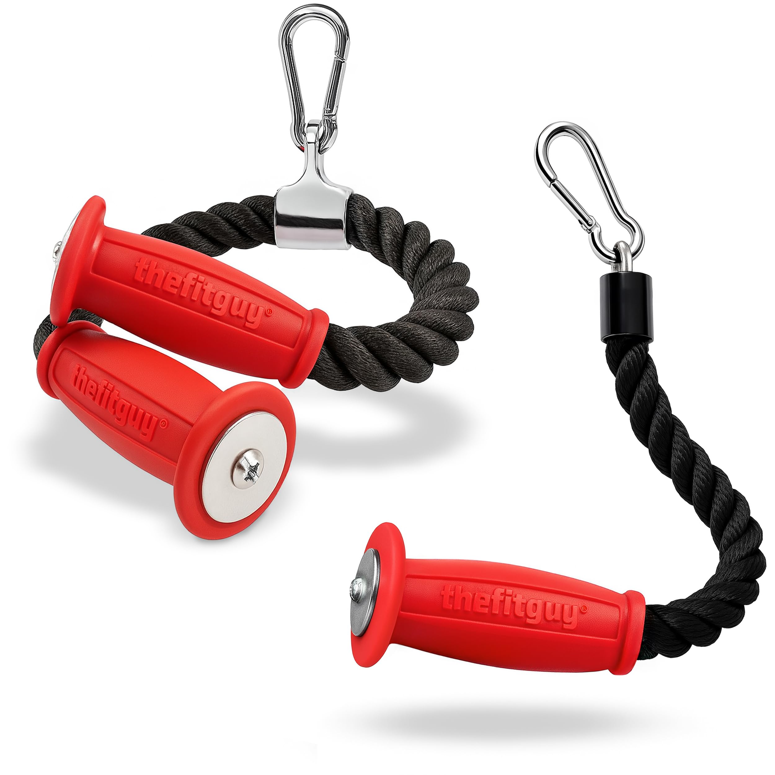 THEFITGUY 2 Ergonomic Tricep Ropes | 30" & 16.5" | Non-Slip Cable Attachment | Wrist Pressure Relief | Grip Strength, Forearm Activation | Home &