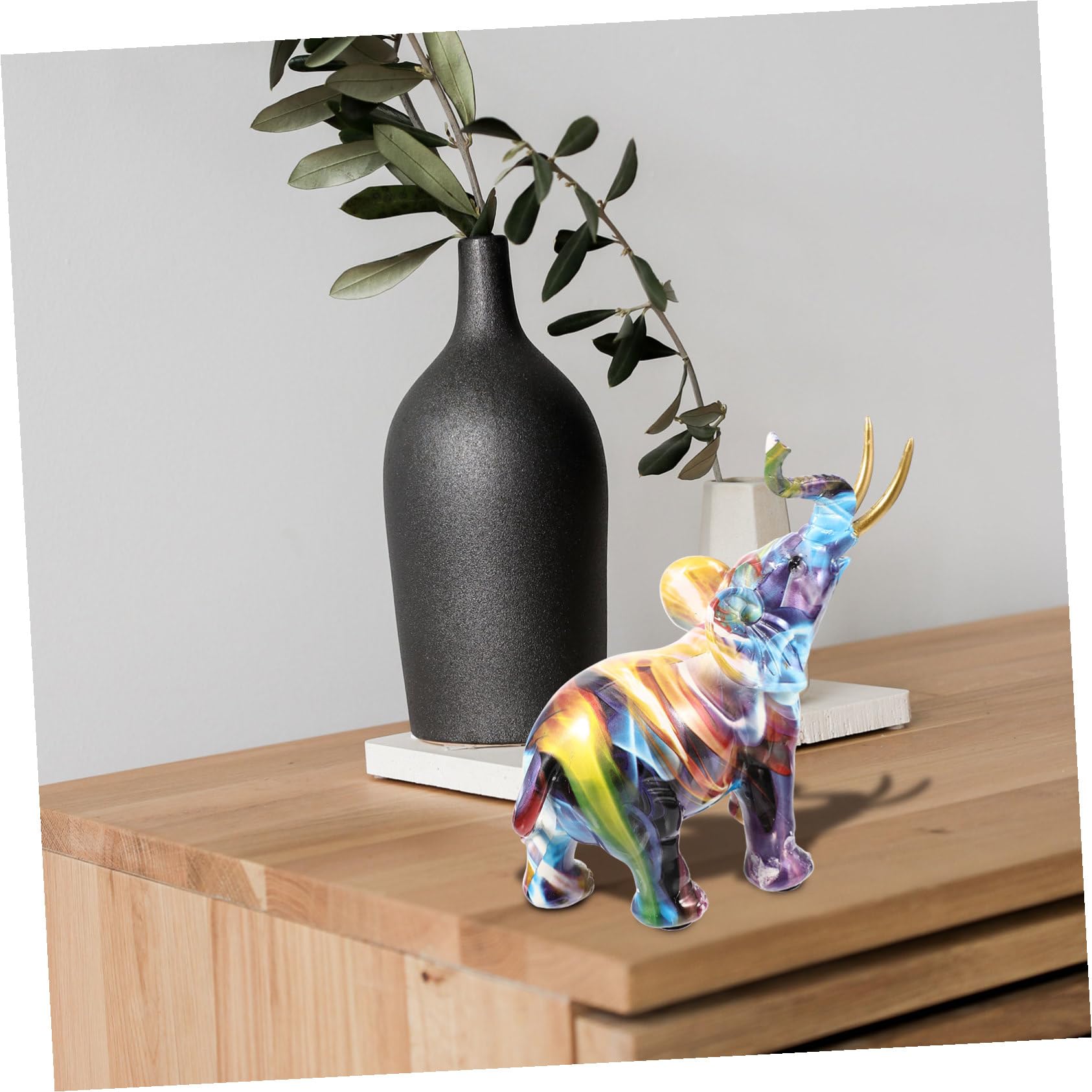 Mipcase Estatua de Elefante de Resina Artesanía Fina y Estilo Europeo Elegante para Decoración de Escritorio Interior para Oficina y Hogar