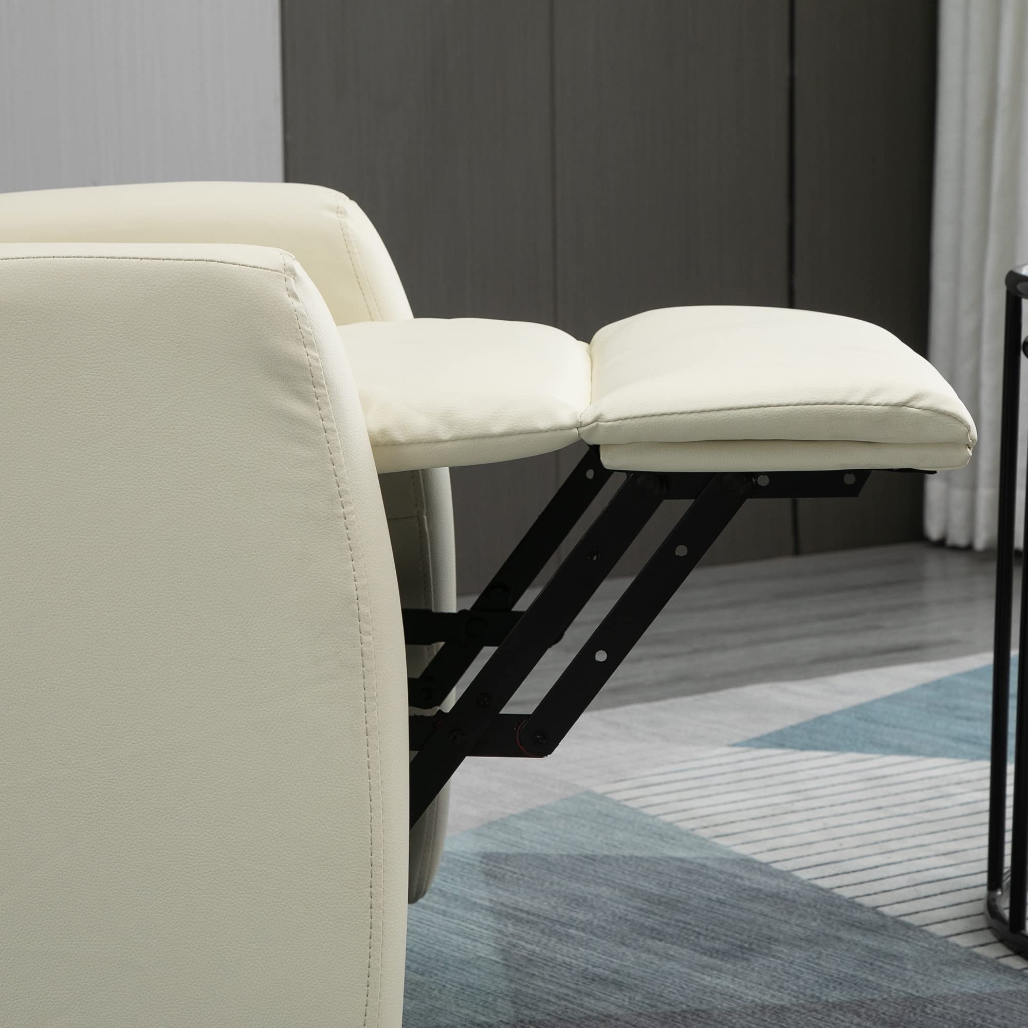 HOMCOM Poltrona Elettrica Alzapersona 45° 67x95x105 cm Crema | Reclinabile a 145° in Pelle PU, Poltrona Relax Elettrica, Poggiapiedi, Telecomando