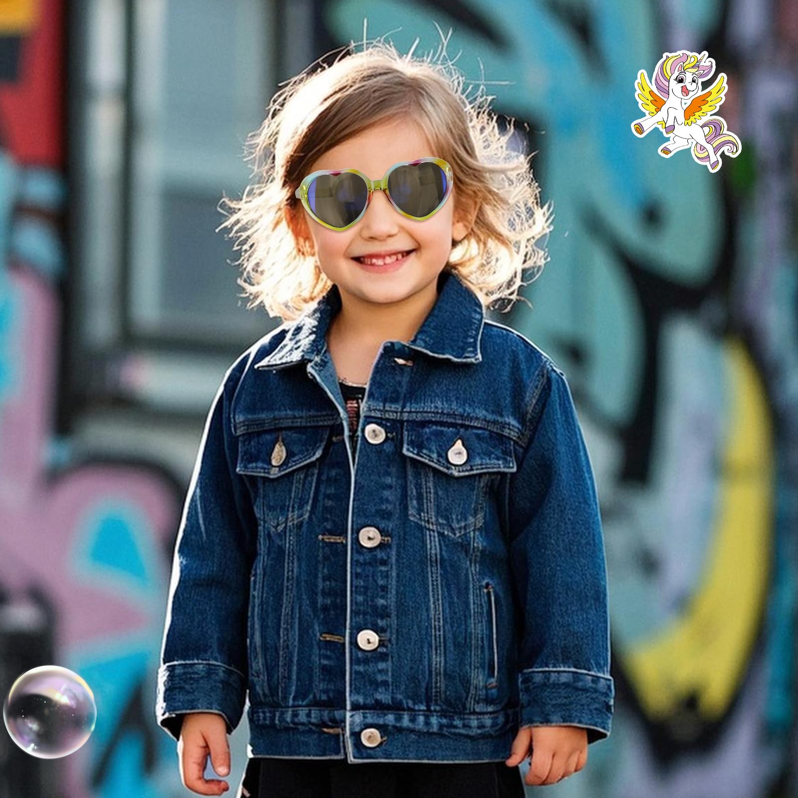 Unicornio Fundas de Gafas con Gafas de Sol para Niño, Fundas Rígidas para Gafas Gafas Fiesta Infantiles para Viajes, Playa, Accesorios de Fiesta