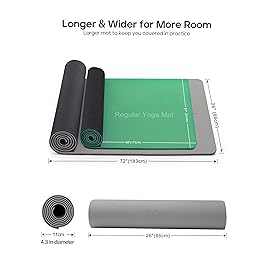 Heathyoga Eco Friendly Non Slip Yoga Mat, Body Alignment System, SGS Certified TPE Material - Textured Non Slip Surface and Optimal Cushioning,72x 26 Thickness 1/4 Charcoal