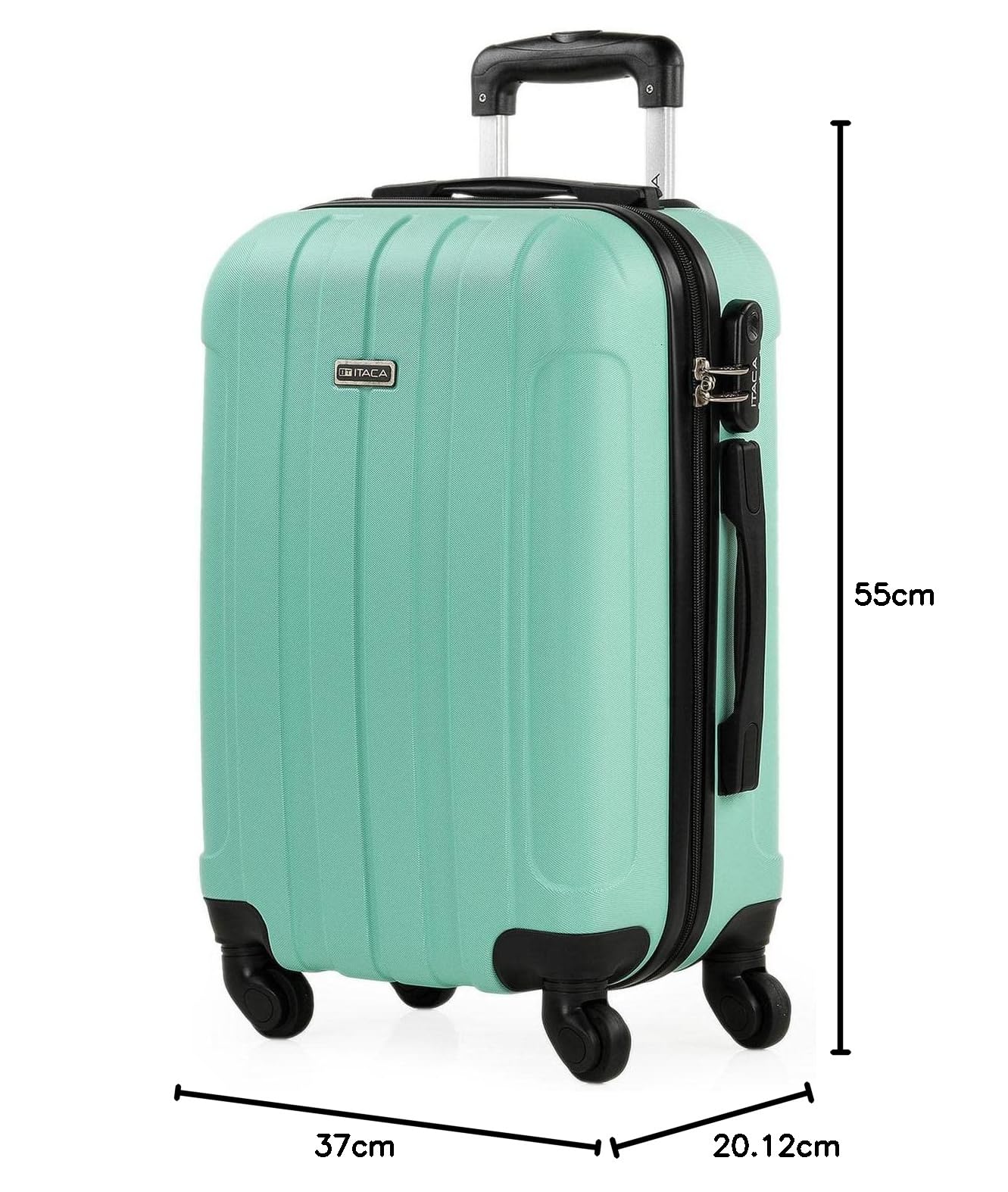 ITACA - Maleta de Cabina 55x40x20 - Maletas De Viaje Cabina Rígidas Trolley con 4 Ruedas Dobles para Avion Ligera Equipaje De Mano Candado de Combinación. Compatible Ryanair, Menta — view 10