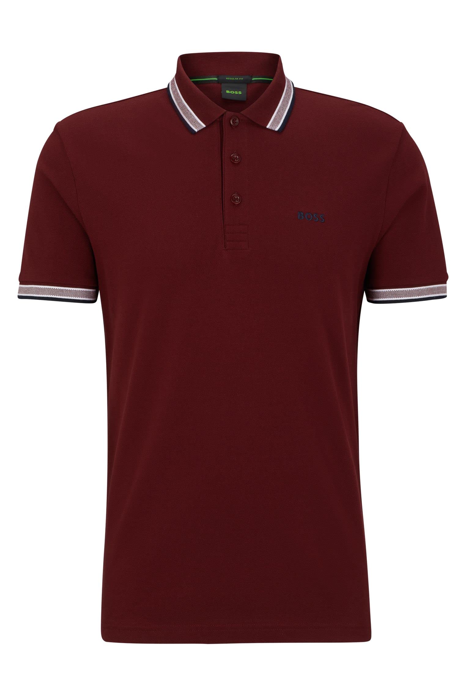 Boss Herren Paddy Poloshirt aus Bio-Baumwolle mit Logo Dunkelrot XXL