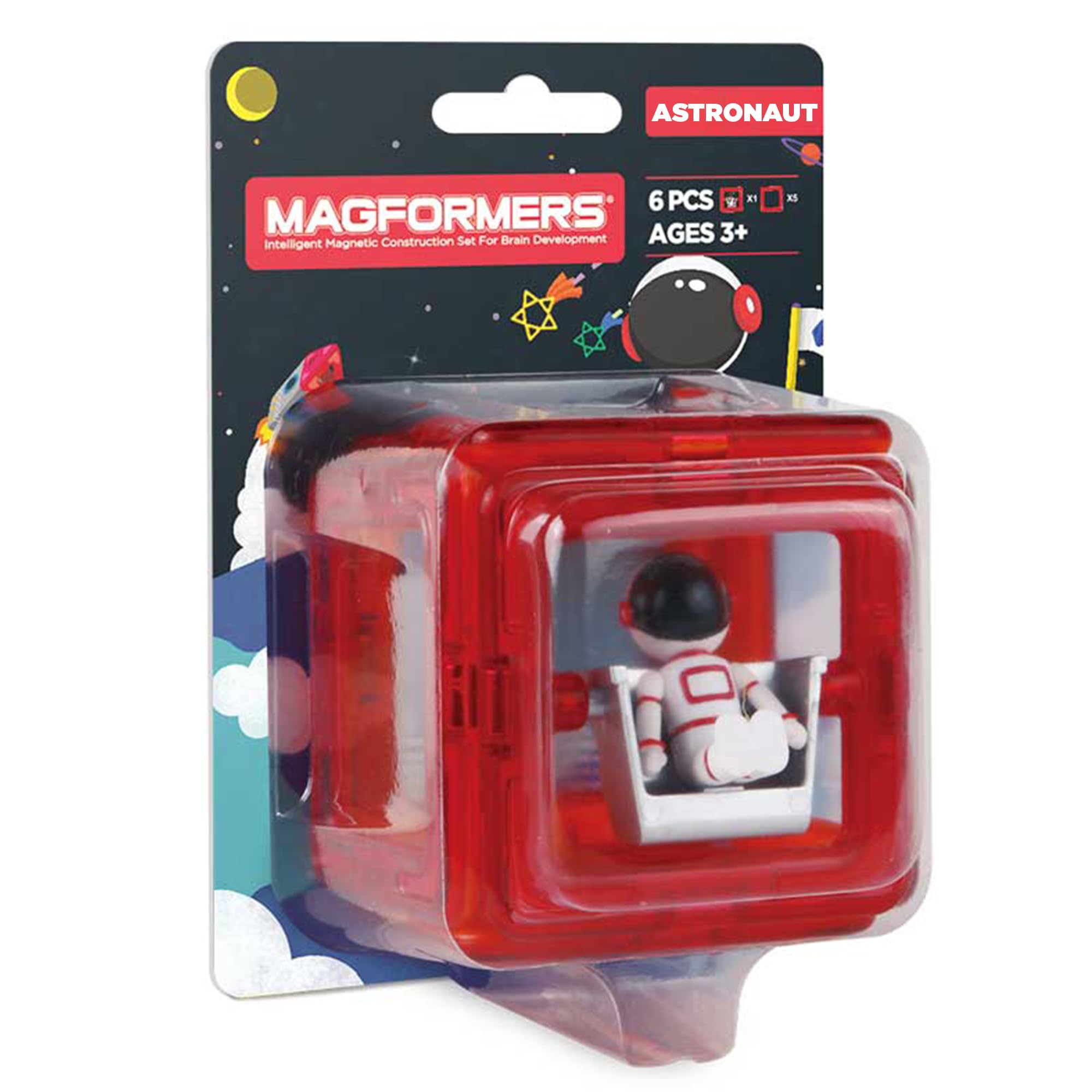Magformers Figure Plus Astronaut (6 Piece) Magnetic Building Blocks, Educational Magnetic Tiles Kit, Magnetic Construction STEM Space Toy Set