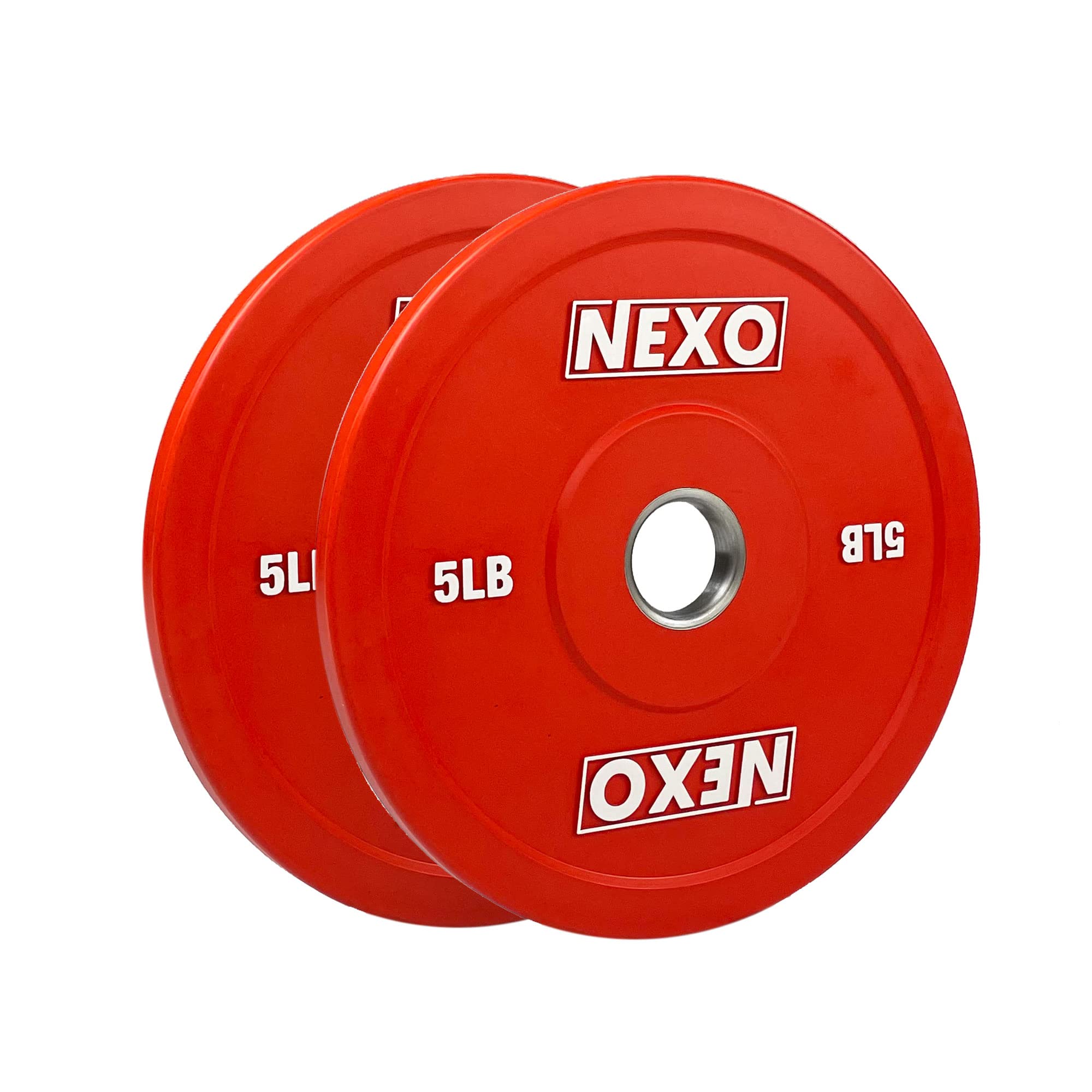 NEXO 5LB Red Rubber Bumper Plate Pair Premium Matte Finish 2x 5LB Cross  Training Weight Plates
