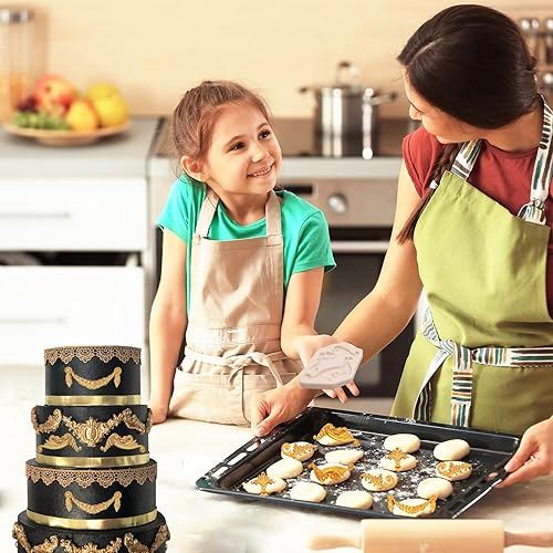 Miniatura 4 de muyulin Moldes de silicona barrocos decorativos para arcilla, patrones de flores de lis, 6 piezas, diseño de plumas de desplazamiento para