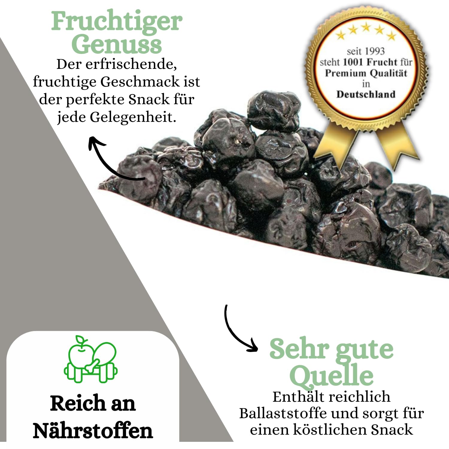 1001 Frucht getrocknete Heidelbeeren 1000 g kandiert I Wilde Blaubeeren ungeschwefelt aus Deutschland ohne Zusätze I Saftige Trockenbeeren Waldheidelbeeren getrocknet gentechnikfrei…