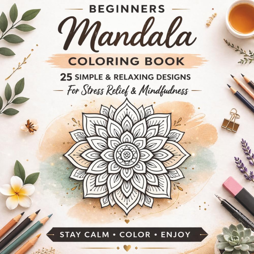 Beginners Mandala Coloring Book: 25 Simple & Relaxing Designs