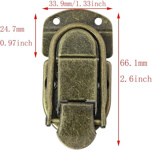 Miniatura 2 de Cierre de hebilla de palanca de bronce con tornillos para caja de joyería pequeña de madera, gabinete de maleta de 1.339 x 2.559 in