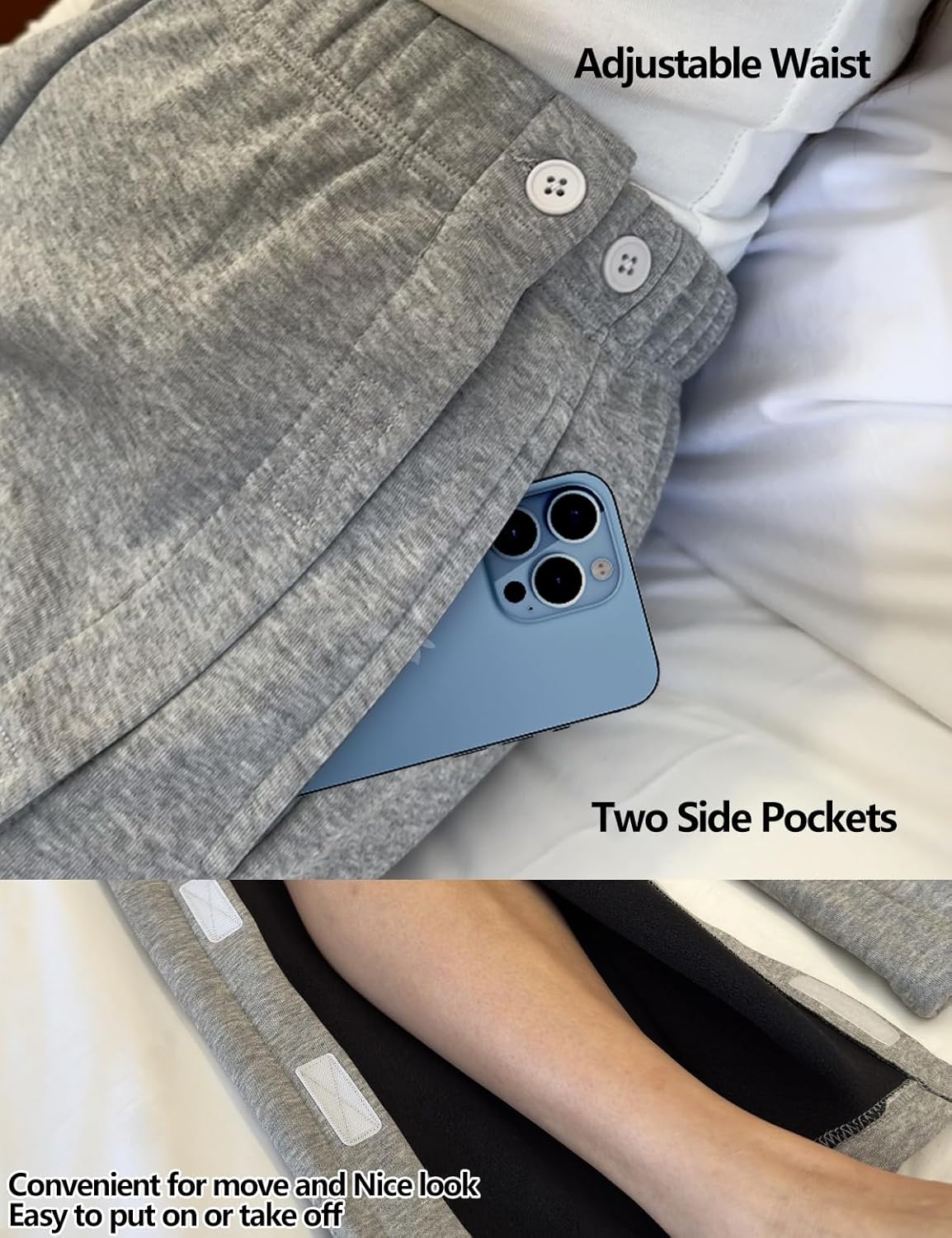 Post Surgery Pants for Men Open Bottom Easy Side Tear Away Pants for Men Sweatpants Loose Fit Post Surgery Pant