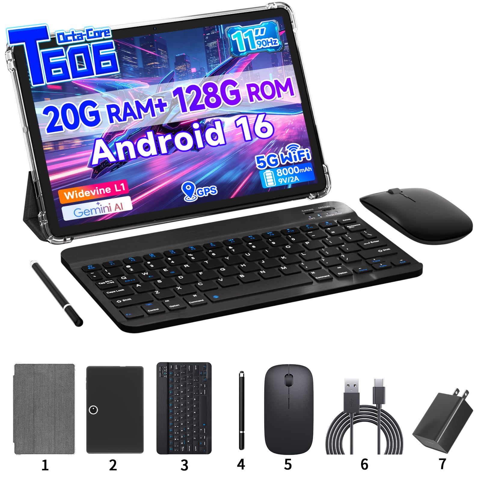 Amazon.com : 11 inch Tablet 2 in 1 Tablets, 20GB RAM 128GB ROM