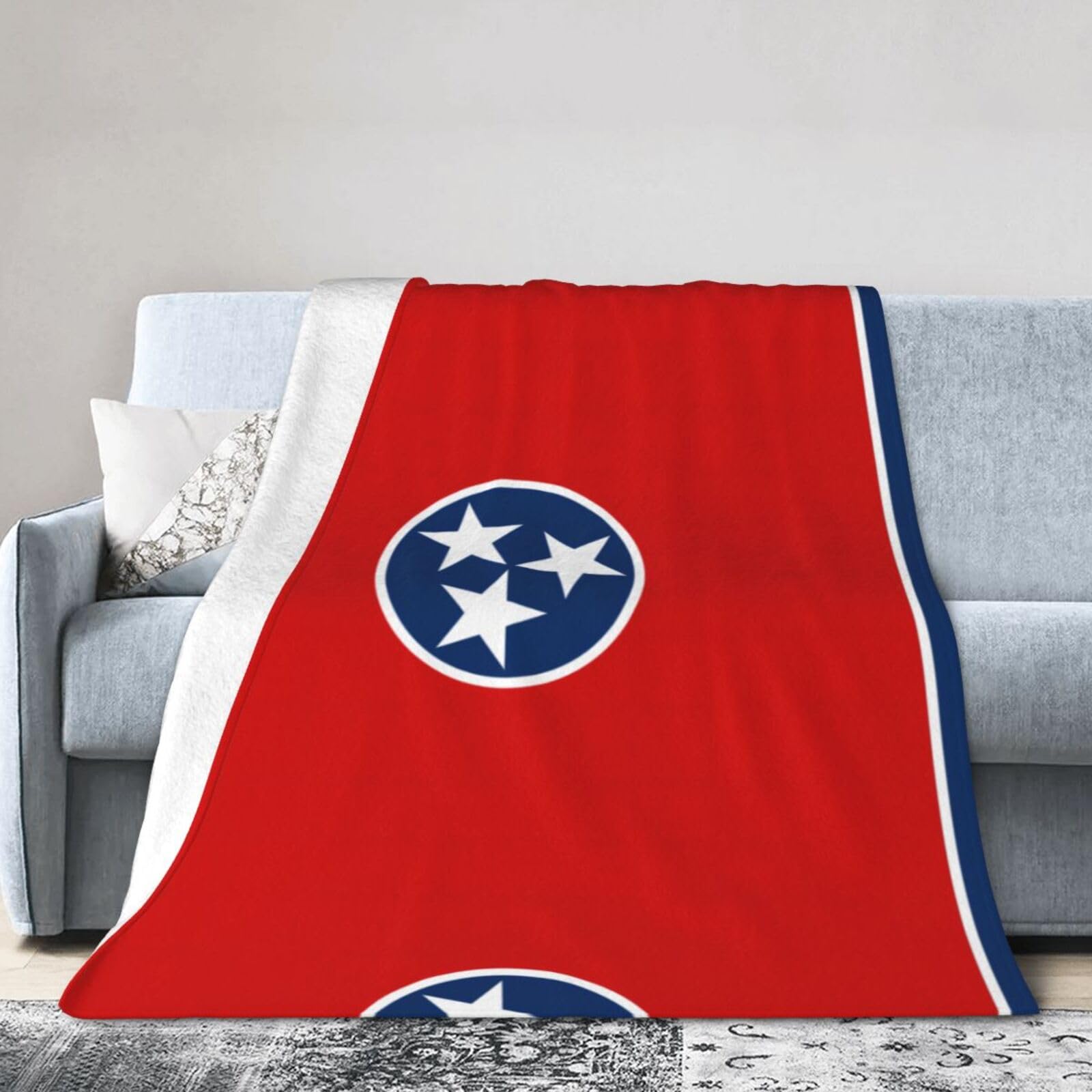 Tennessee State Flag 40"x30" Fleece Blanket, Full Size, Super Soft, Suitable for Bed, Sofa, Camping, All Seasons