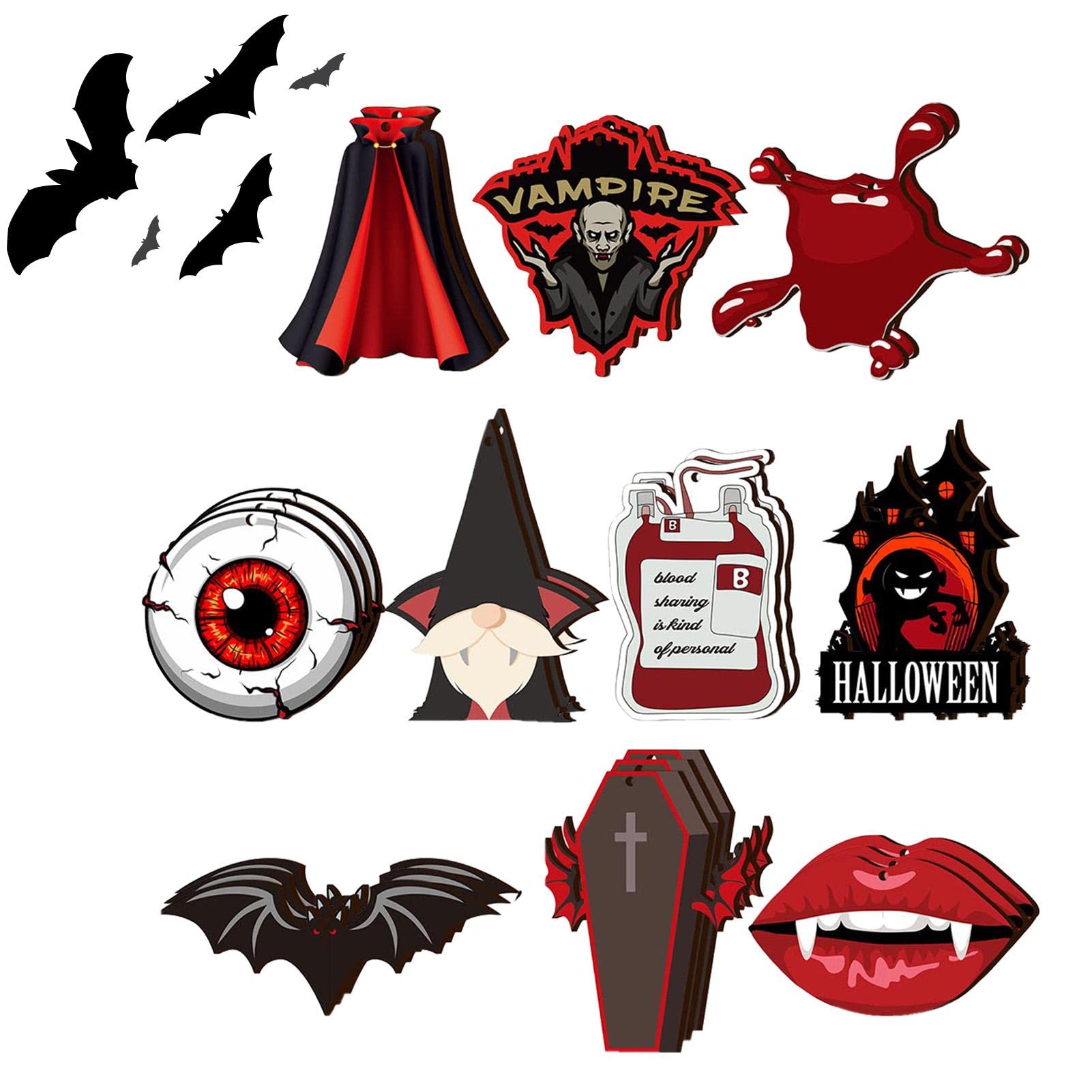 Drewniane ozdoby wiszące | Halloweenowe nagrobki nietoperzy dyni wisiorki z drewna | Drewniana ozdoba na przyjęcie z okazji Święta Dziękczynienia na Halloween