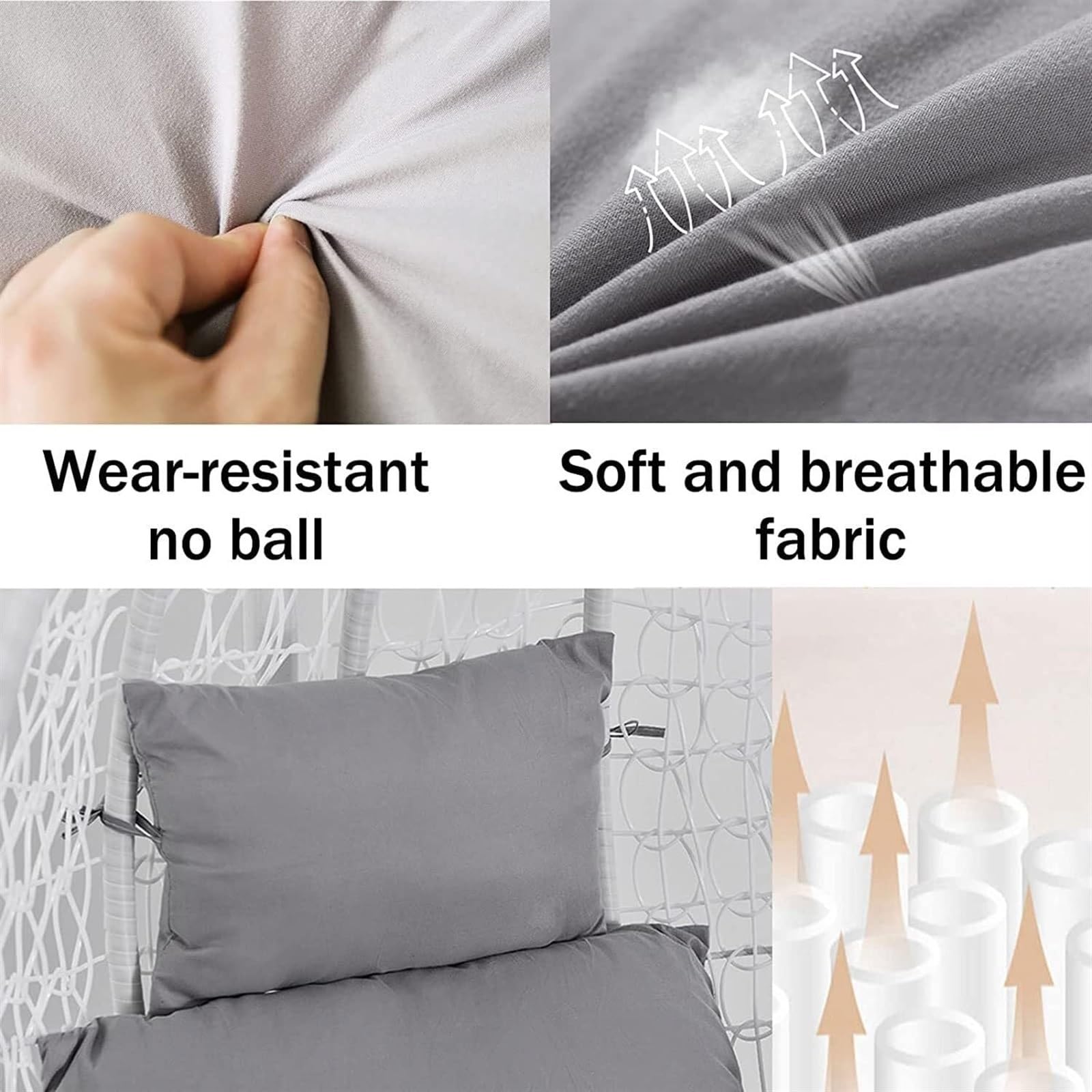 Cojín for silla con forma de huevo con almohada y almohadillas for reposabrazos, cojín grueso for silla mecedora de exterior, cojín colgante de ratán, almohadilla de repuesto for nido de huevo, solo c
