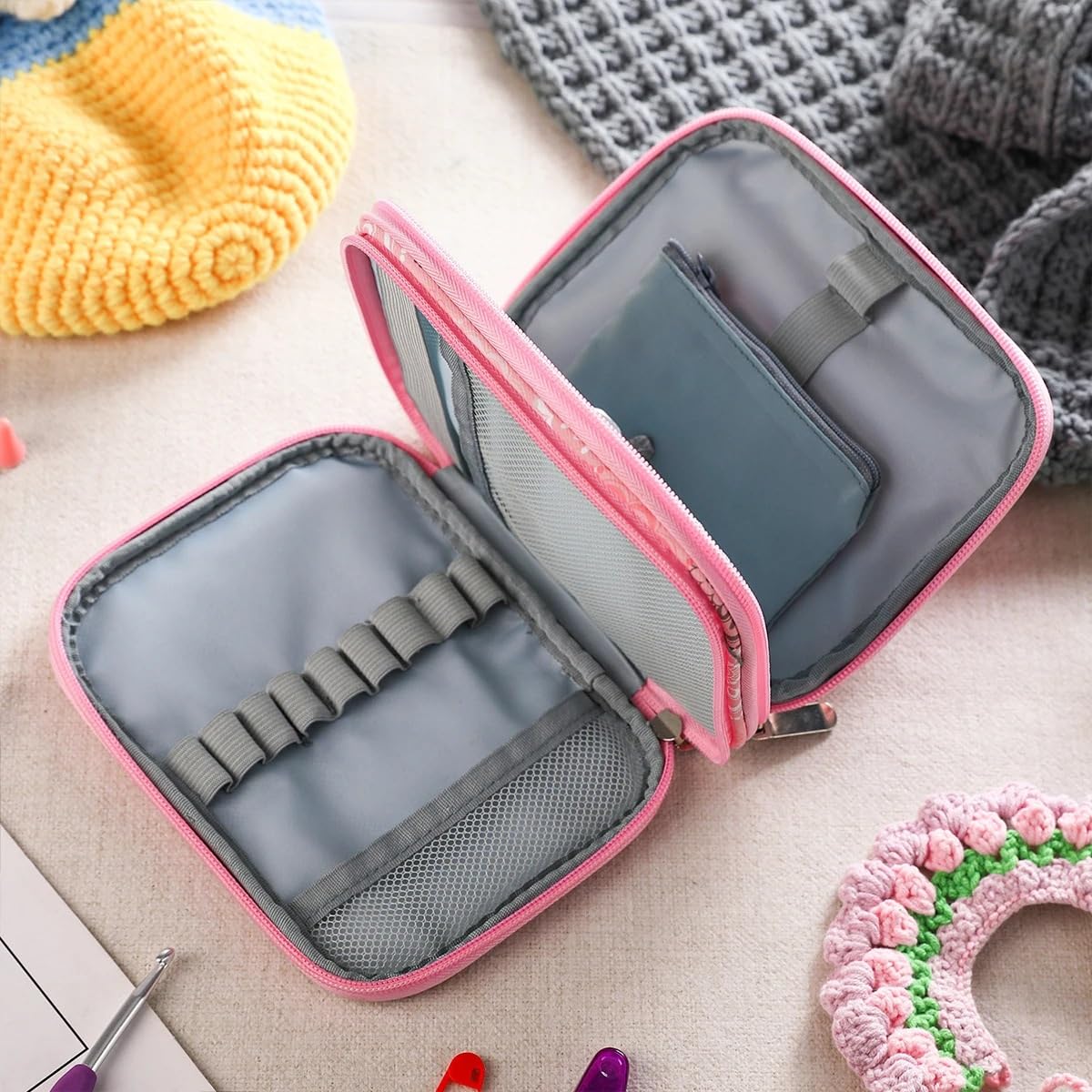 Nowy pusty zestaw dziewiarski etui organizer torba igły dziewiarskie torba do przechowywania igieł nożyczki narzędzia do szycia zestaw akcesoriów torba prezent (styl-L)