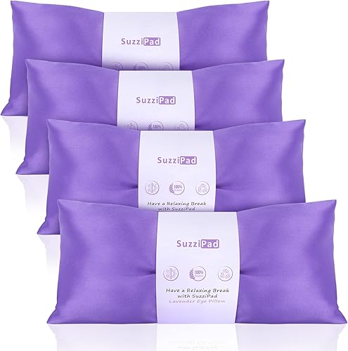 SuzziPad Almohadas de ojos de lavanda para relajación con aromaterapia, máscara de ojos ponderada para dormir, meditación, compresa ocular caliente
