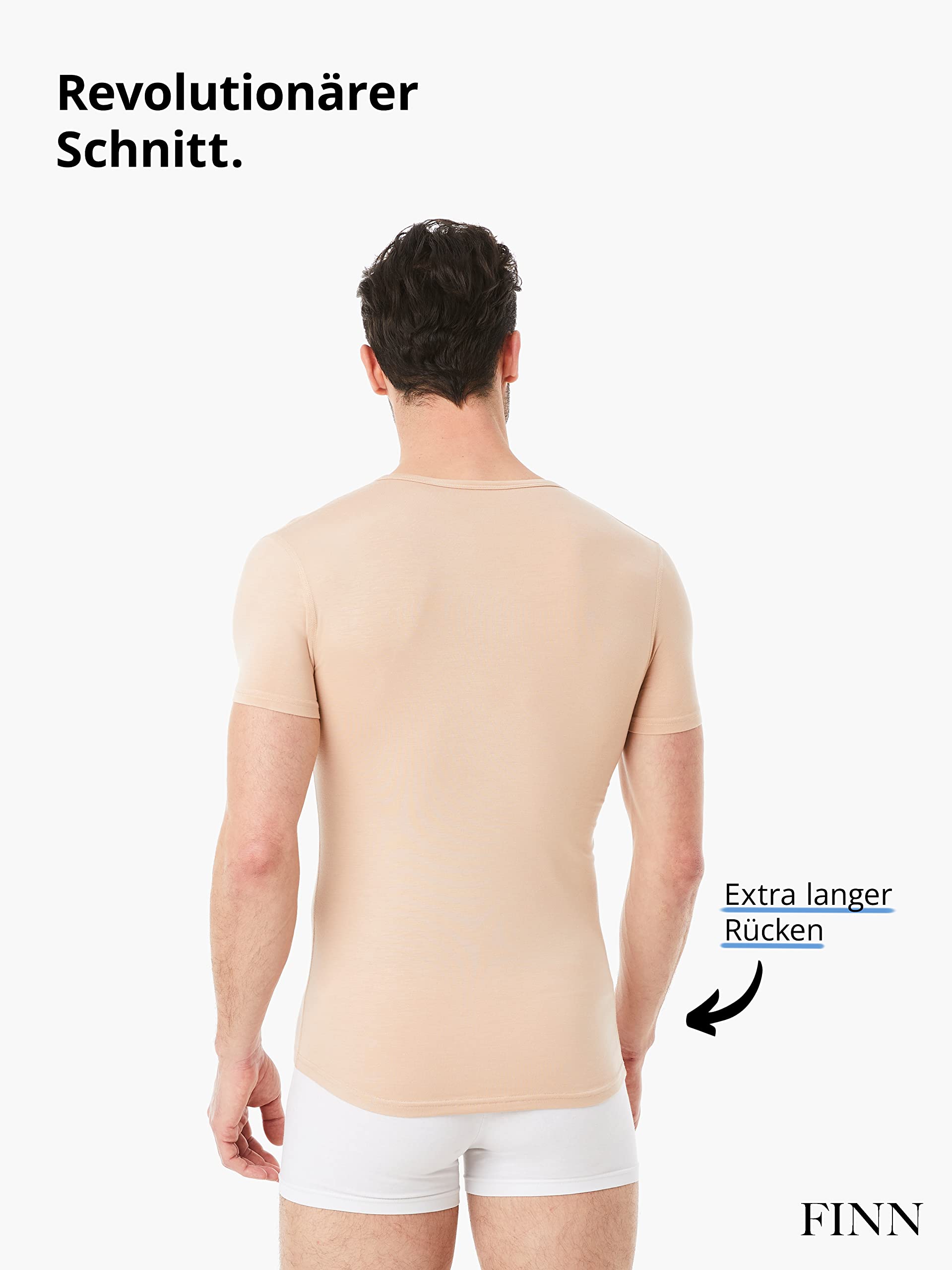 FINN Business Unterhemd Herren Kurzarm mit V-Ausschnitt - Unterziehshirt Männer aus original Lenzing® Modal Stoff - Das perfekte T-Shirt unter Hemd und Anzug