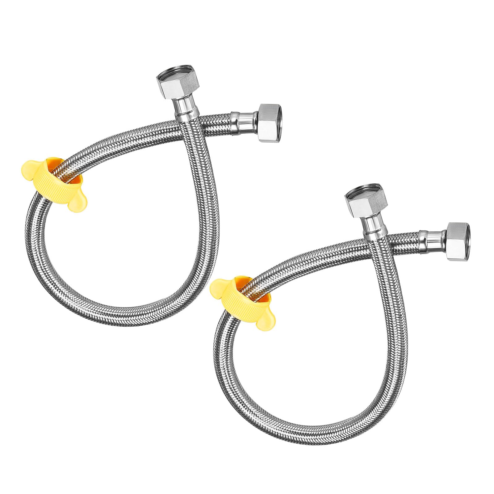 METALLIXITY Faucet Supply Line Connector (600mm/24) 2Pcs, 304 Stainless Steel G1/2 Female to G1/2 Female Water Supply Hose Connector - for Kitchen Bathroom — image 1