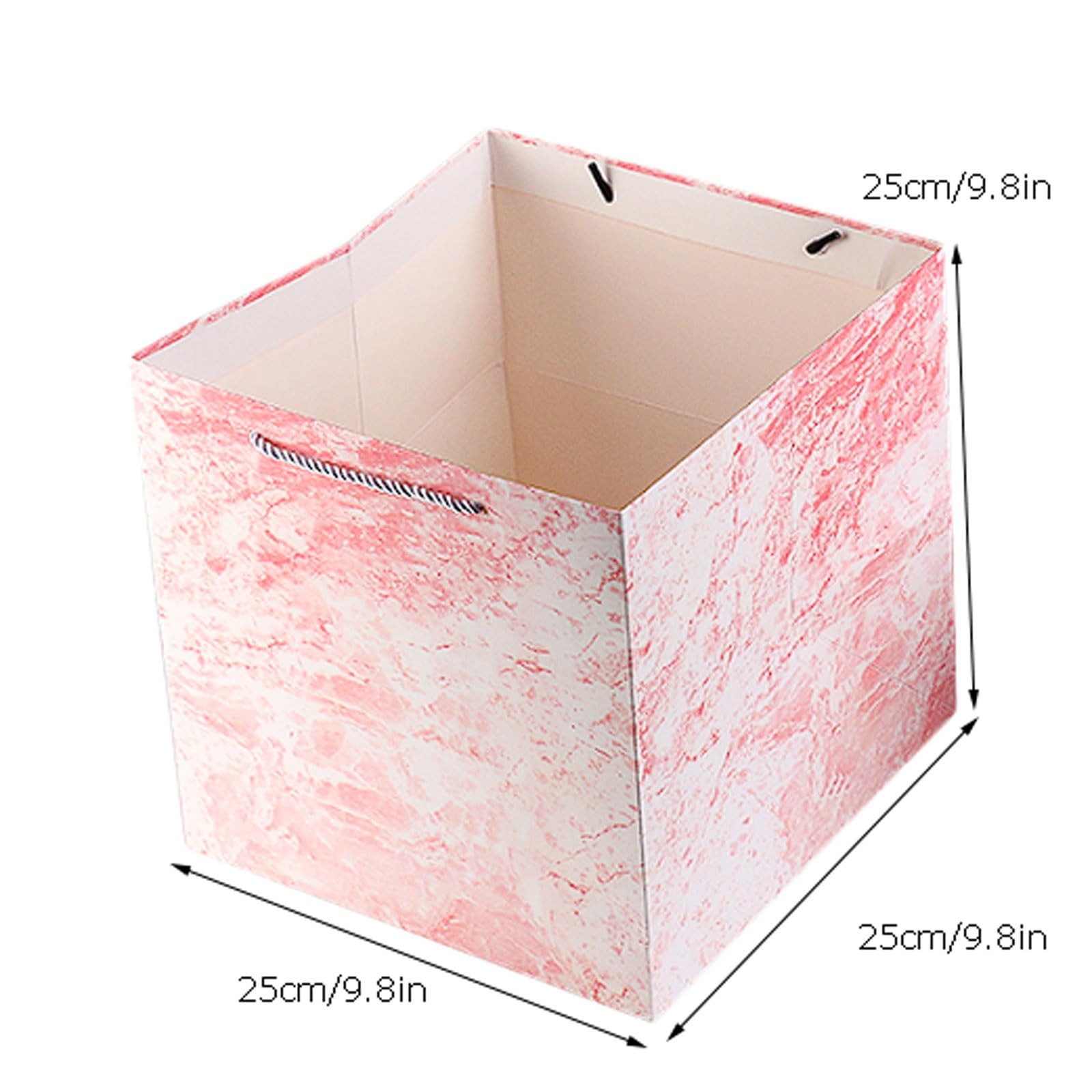 Paquete de 10 bolsas papel cuadradas mármol rosa premium, perfectas for regalos fiesta, cajas cumpleaños y compras elegantes(25 * 25 * 25cm)