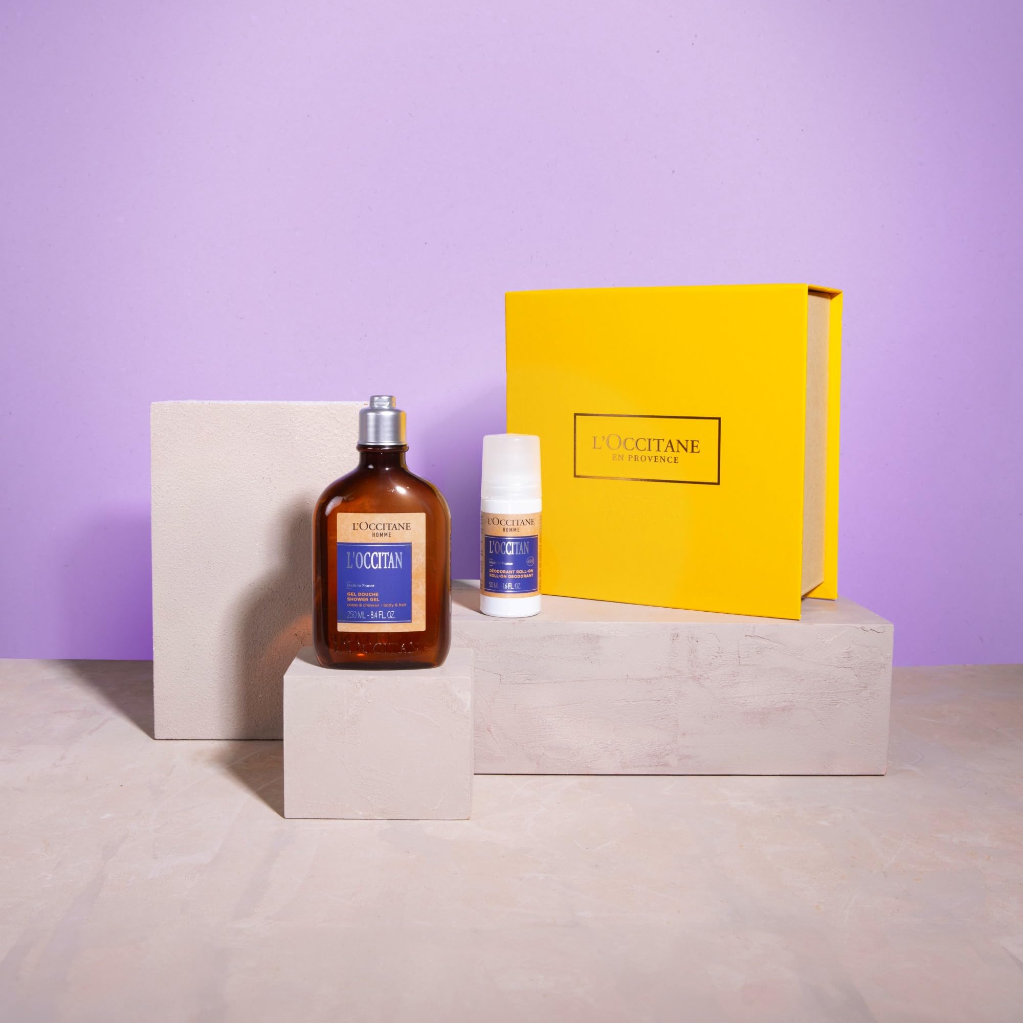 L'OCCITANE - Zestaw L'Occitan dla mężczyzn - żel pod prysznic do ciała i włosów oraz dezodorant w kulce - wyprodukowano we Francji