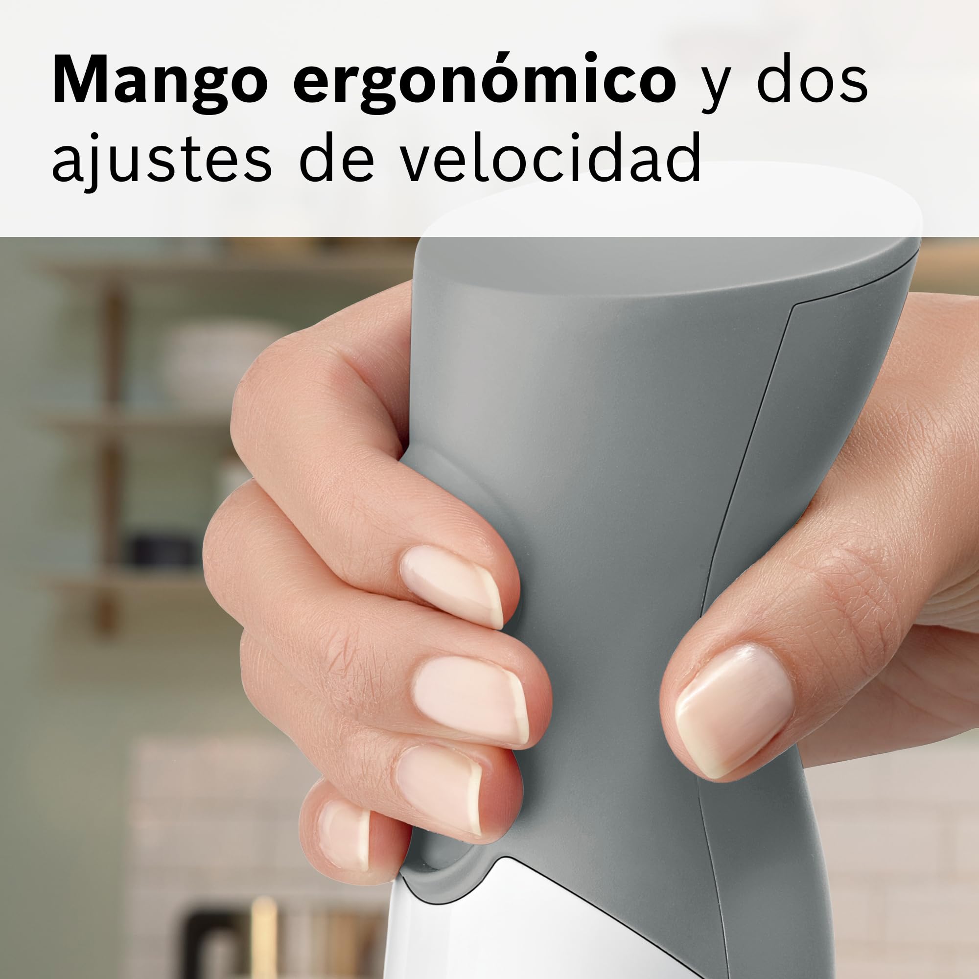 Bosch - Batidora de mano, ErgoMixx, 600 W, QuattroBlade, Blanco, MSM66110