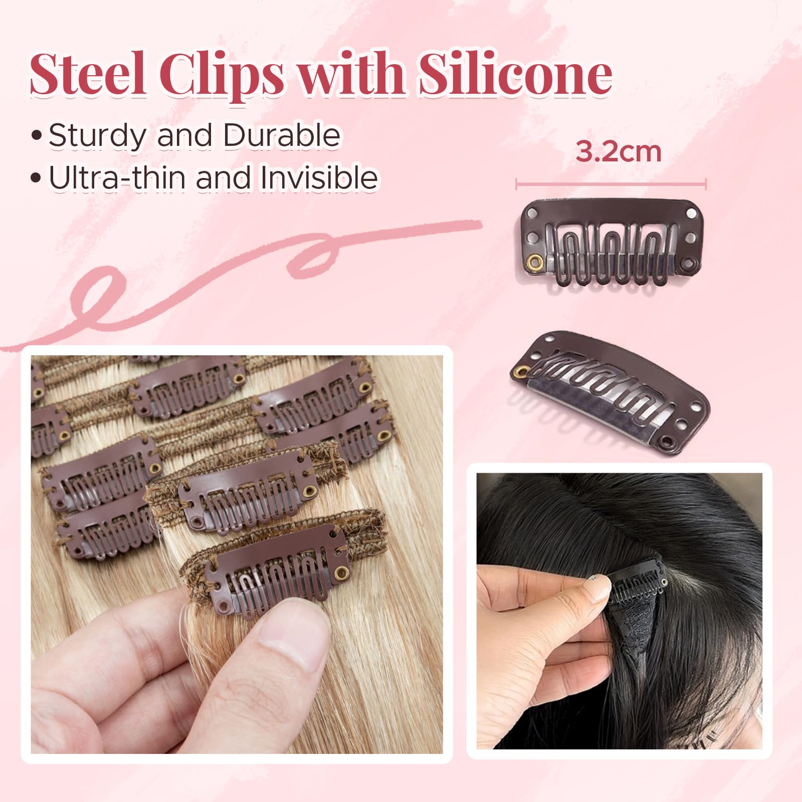 MY-LADY Clip In Extensions Echthaar Doppelt Genähte 8pcs 40cm Haarverlängerung mit Doppelt Tressen Glatte Natürlich für Frauen Clip In Human Hair Extensions Skin Weft (#18P613 Ascheblond/blond, 130g)