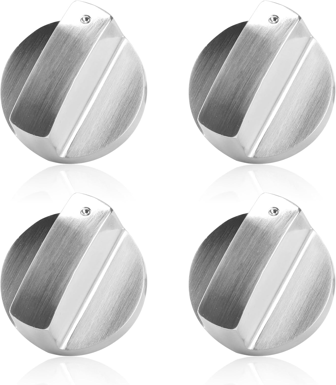 Beehug 4PCS Gas Stove Knob, 6mm Metal Universal Silver Control Knob