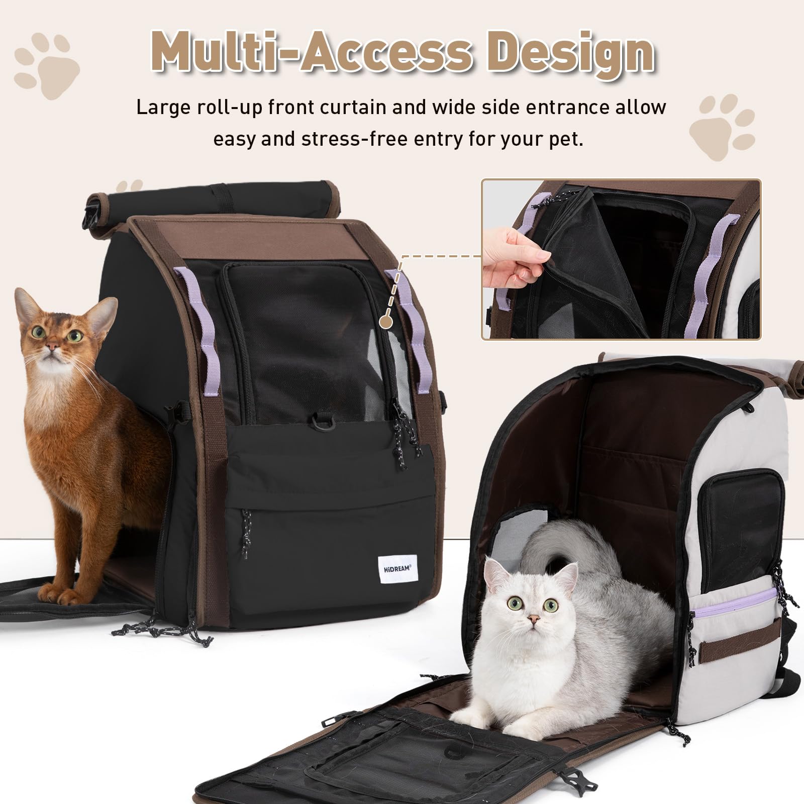 ETIAL Pet Carrier Backpack for Cats and Small Dogs, Bubble Backpack with Front Expandable Lounge, Airline Approved Comfortable Ventilated Travel Carrier for Pets Up to 18lbs (Light Grey) - image 3