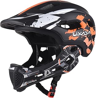 Lixada Children's Bicycle Helmet Full Face Removable Unisex 52-56 cm Children's Helmet 2-in-1 Integrated Size Adjustable with Removable Chin Guard Helmet Inline for Bicycles, Skateboards