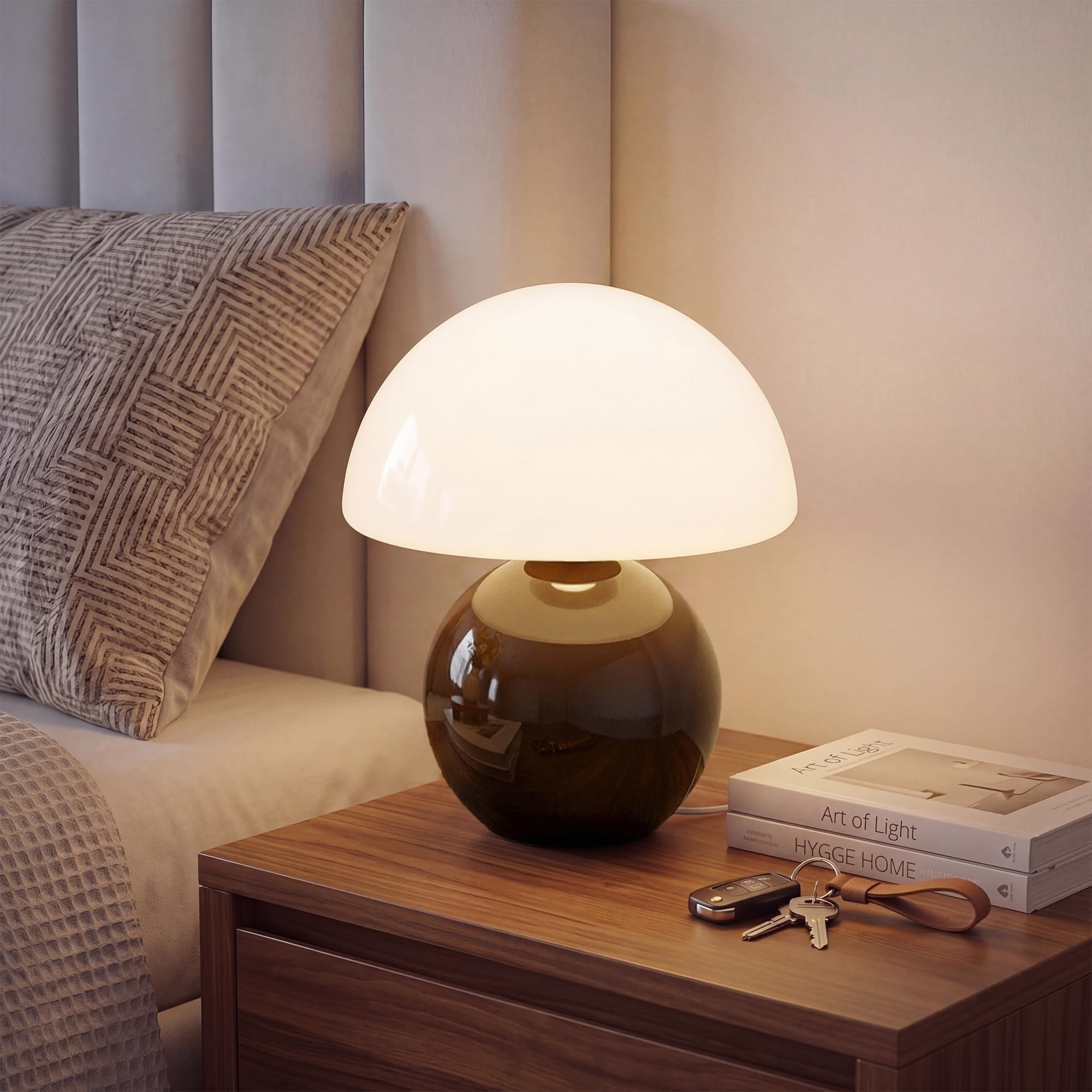 Dawnwake Mushroom Lamp Table Lamp for Bedroom, Desk Bedside Small Lamps for Living Room Night Stands, Mushroom Decor Cute Mini Modern Mid Century Lamps(Coffee) — image 1