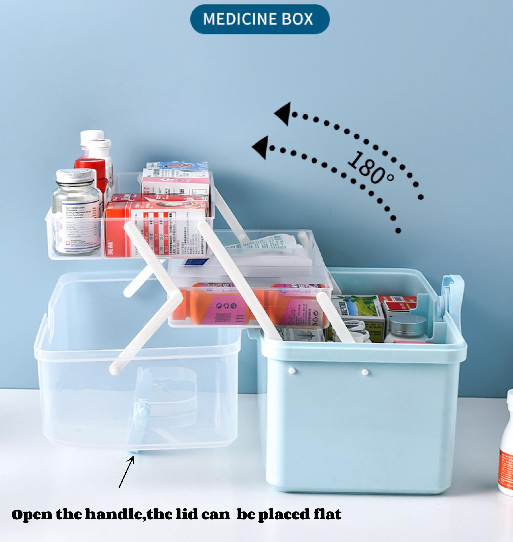 3 Strati Organizer Medicinali Bianco 34×19×22cm,Cassetta Medicinali,Scatola Medicinali,Organizer Medicine,Porta Medicine,Cassetta da pesca per Il Cucito,Cassetta Degli Attrezzi,Materiali,L'artigianato
