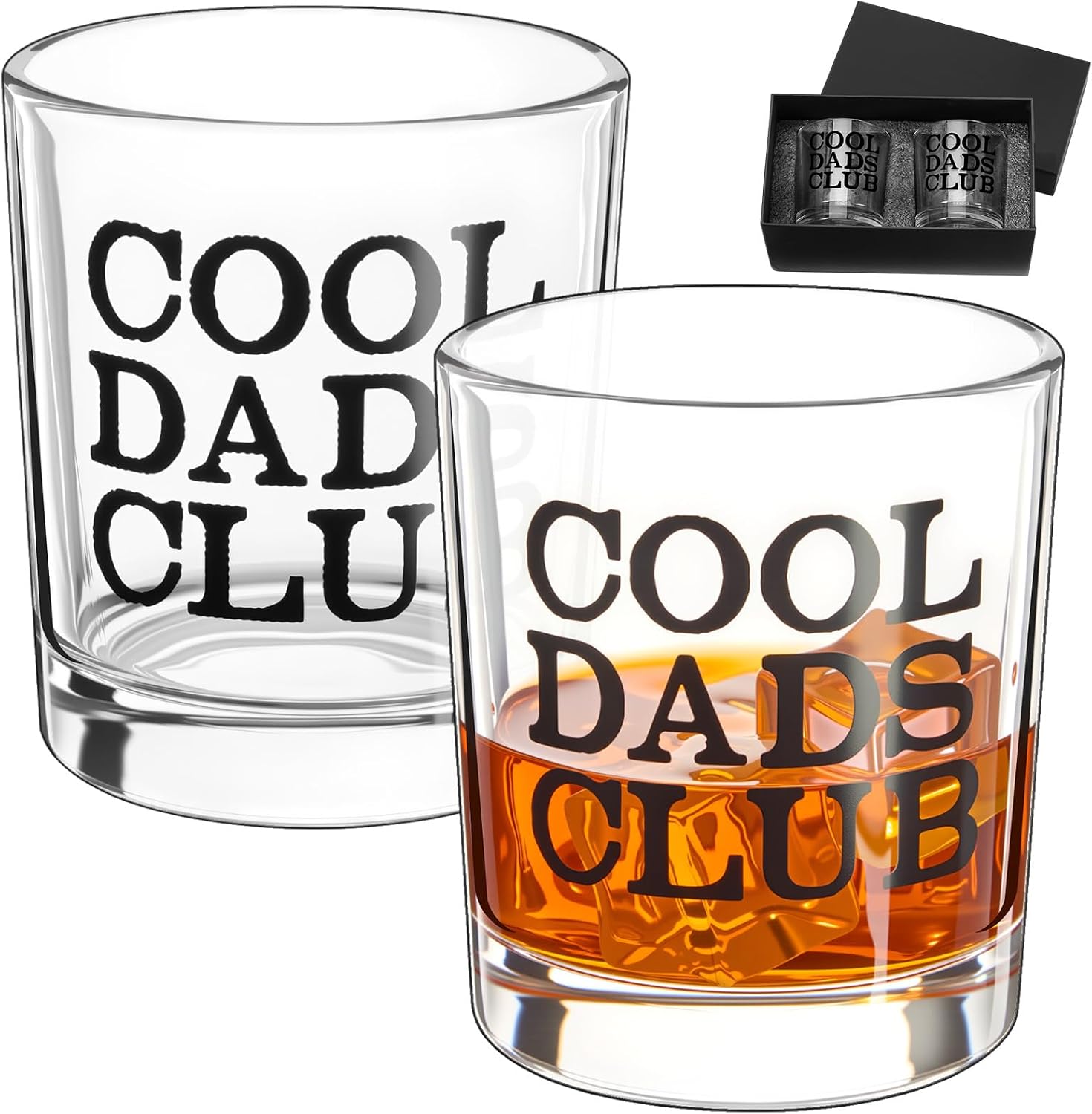 Reallnaive 2 Pcs Dad Whiskey Glass Set 10 oz for Father Gift