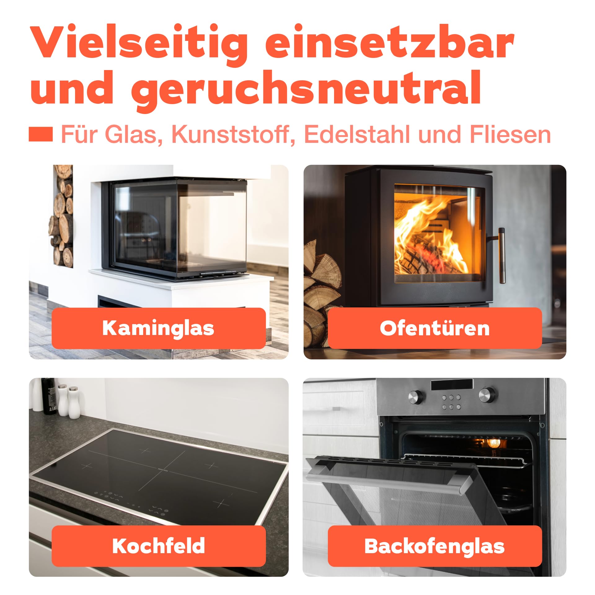 bio-chem Kaminscheibenreiniger Aktivschaum 500ml | Kaminglasreiniger gegen Ruß, Fette, Öle und Rauchharz auf Ofen- und Kaminscheiben