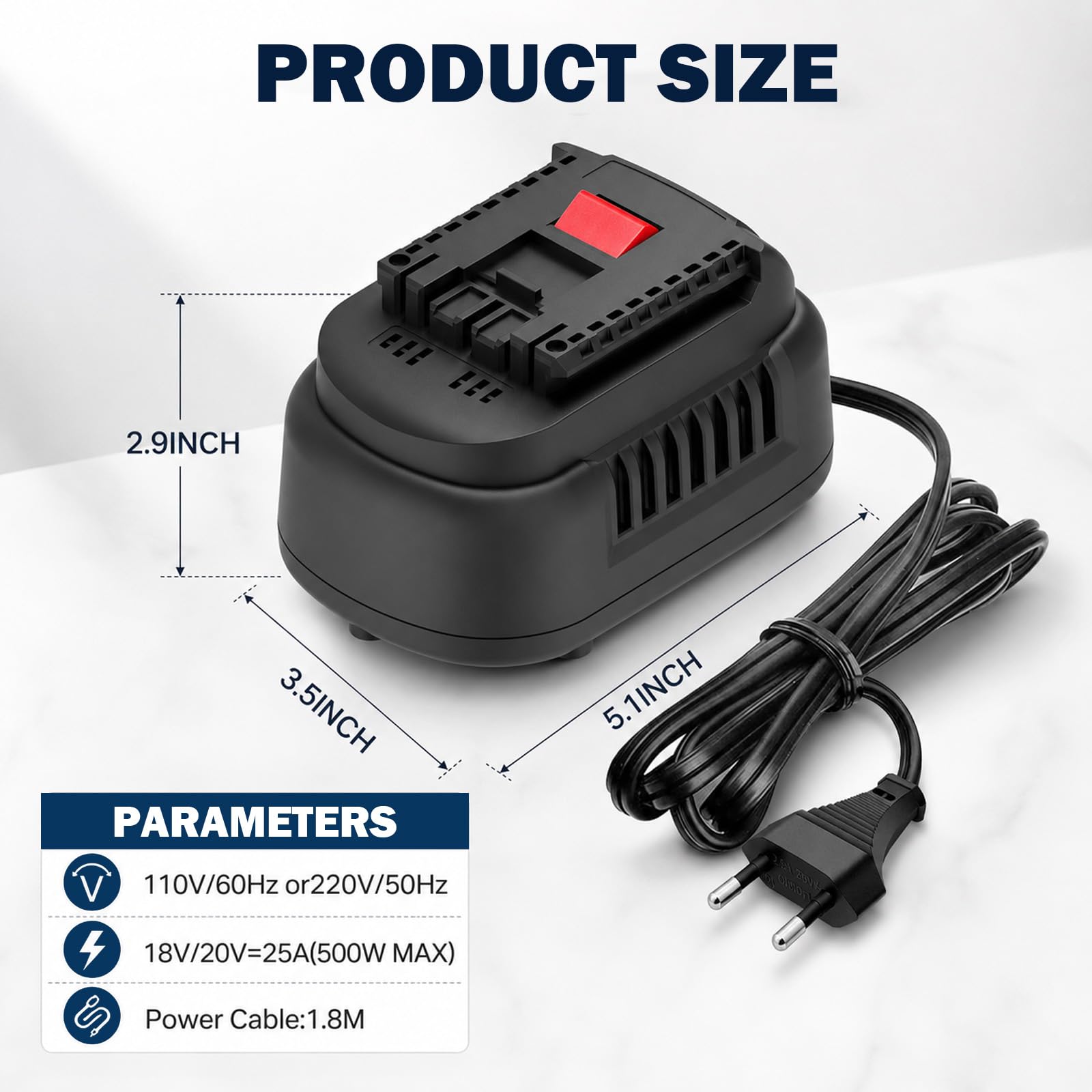 Convertisseur CA CC 230 V vers 18 V 500 W Adaptateur d'alimentation pour outils électriques Bosch Professional 18 V GBA avec câble d'alimentation de 1,8 m, bloc d'alimentation pour perceuse sans