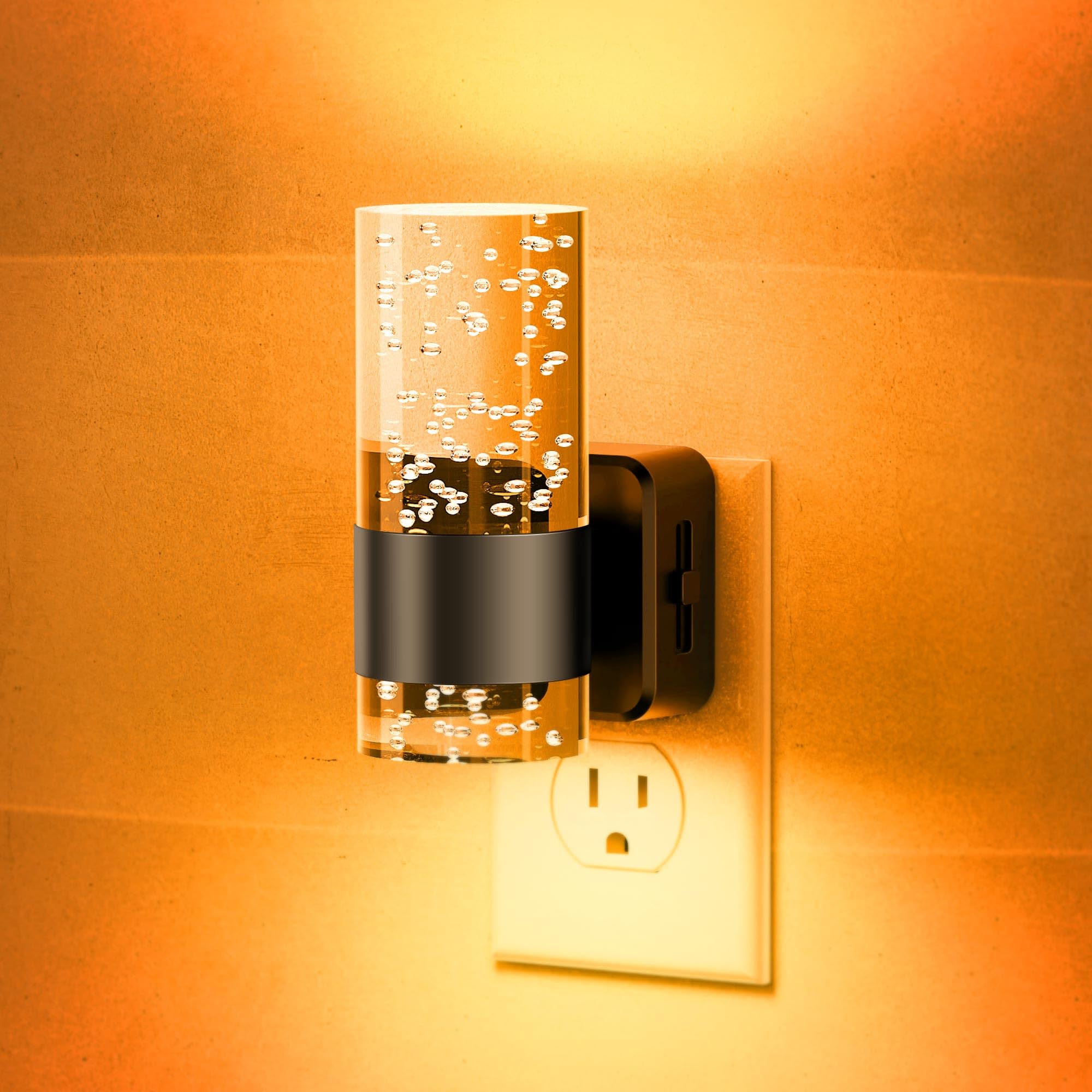 JandCase Night Light Amber, Automatic Night Lights Plug into Wall Dimmable | LED Night Light with Adjustable Brightness, Night Lights Plug in with Auto Light Sensor, Amber for Bathroom Hallway Decor