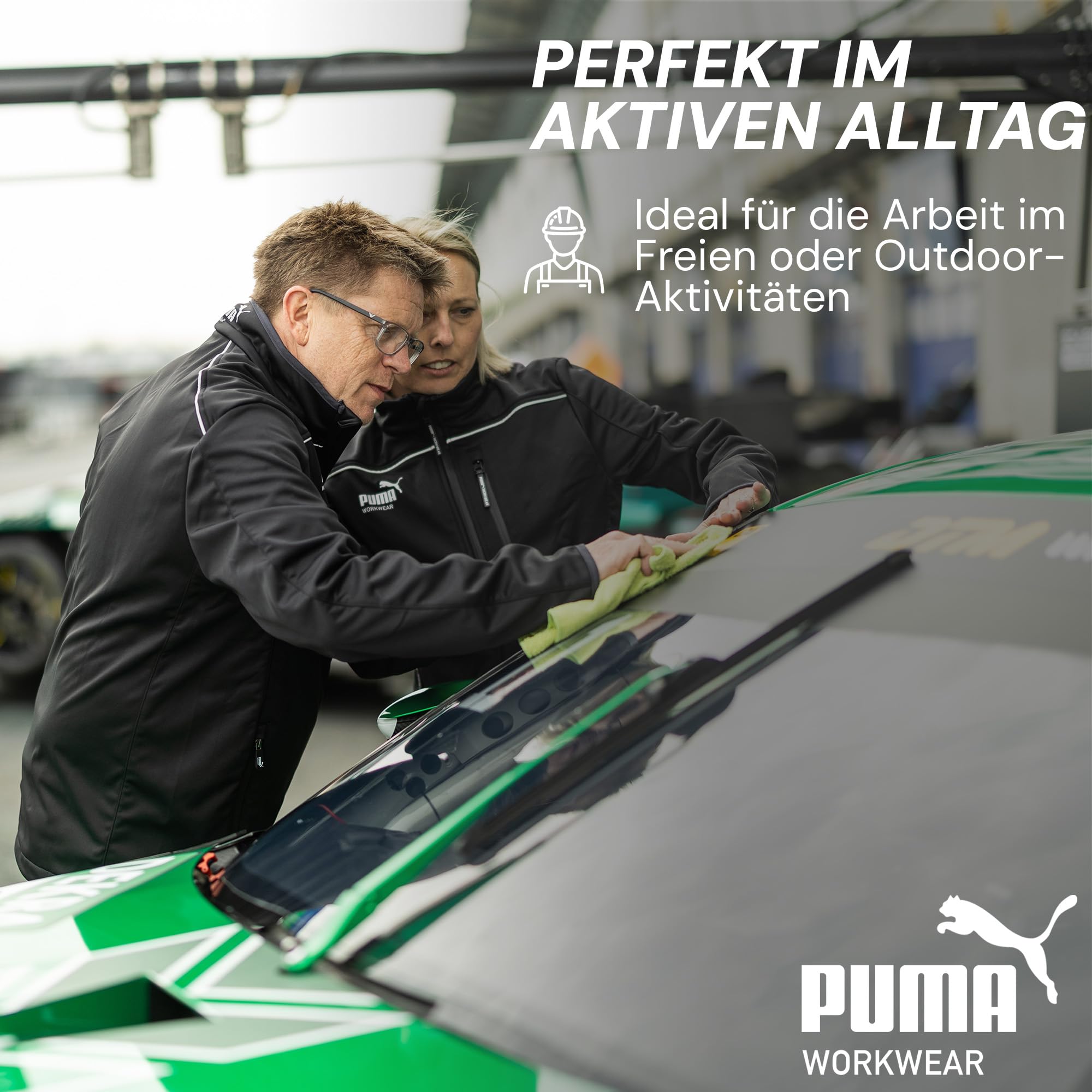 PUMA Workwear Jacke Herren aus Drei-Lagen-Softshellgewebe - Wasserabweisend und Winddicht - Slim Fit - Softshelljacke Arbeitsjacke für Handwerk, Produktion Logistik und Baugewerbe