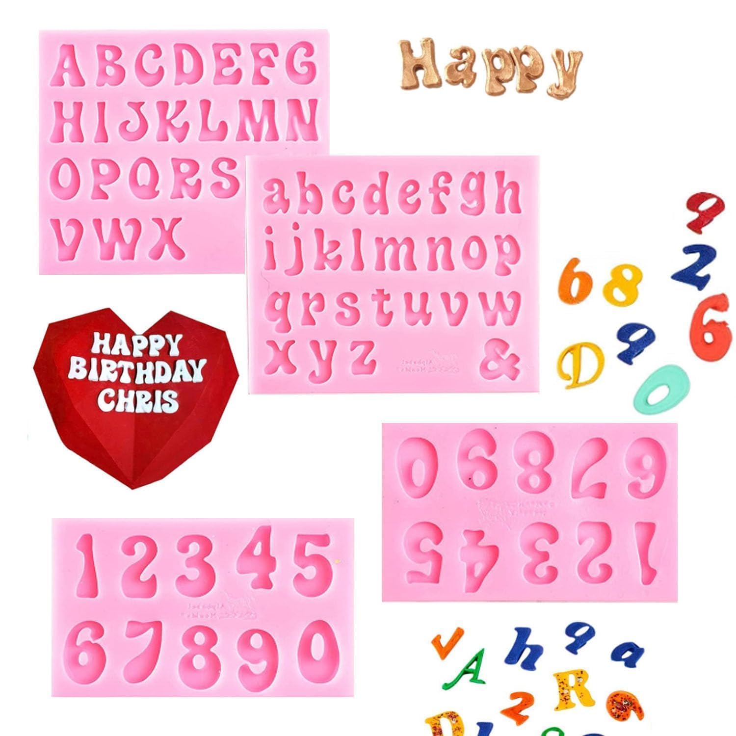 Siliconen Bak Mallen 48Pc Letters Alfabet Siliconen Chocolade Schimmel Cake Bakken Mold Handgemaakte Diy Ijsblokje Snoep Zeep Decorating Tool 2 Stks