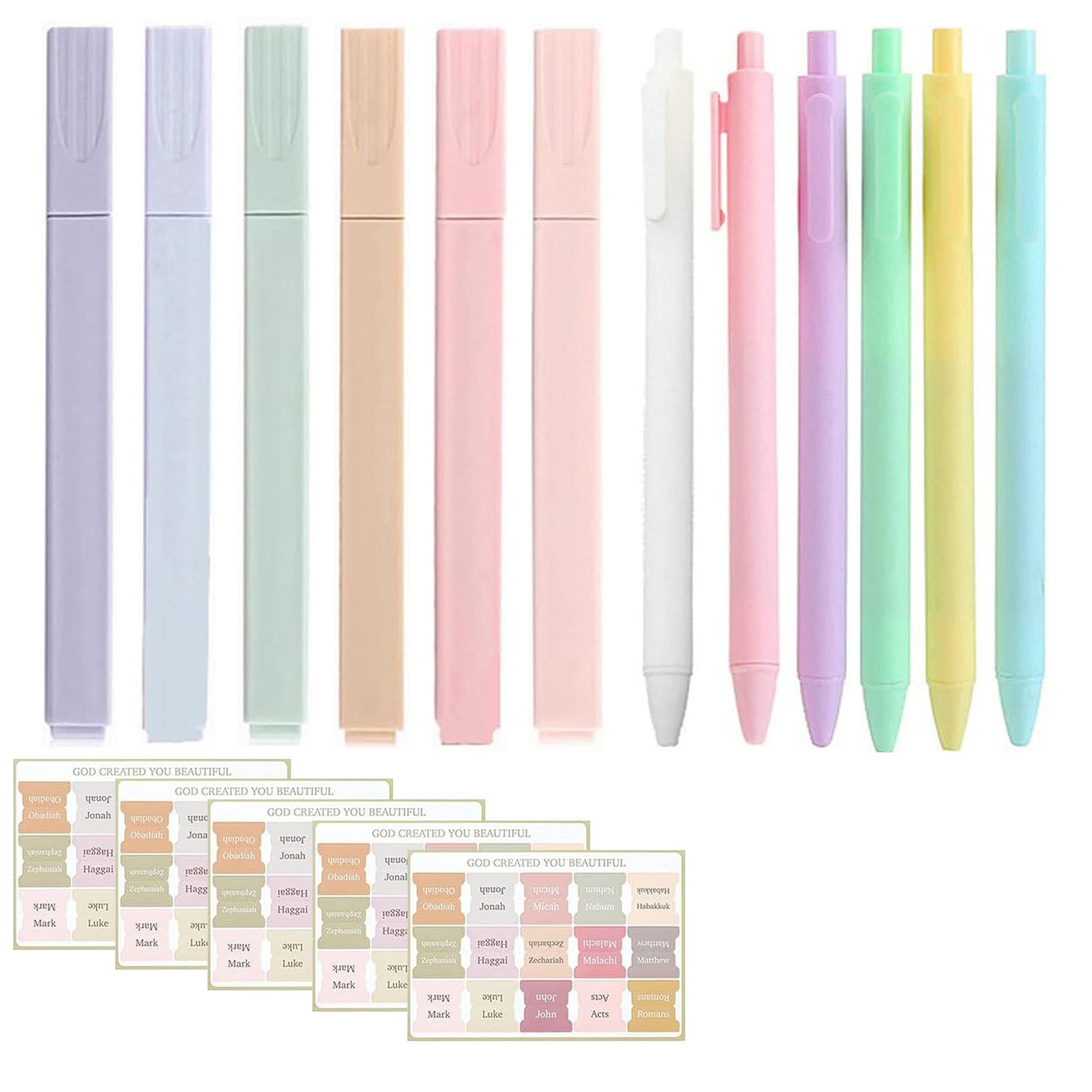 Draduo 12PCS Aesthetic Bible Highlighters and Gel Pens No Bleed, Quick Dry, Candy Colors, for Bible Journaling Planner Notes School Office Supplies