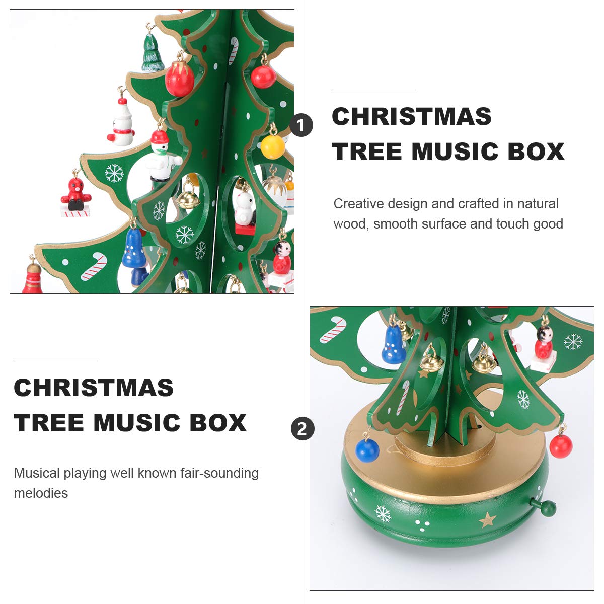 ifundom Classico Carillon in Legno Design a orologeria Albero di Natale con Pendenti Carillon in Miniatura Fatto a Mano per Il Compleanno Regalo di San Valentino (Verde) Xmas Supplies
