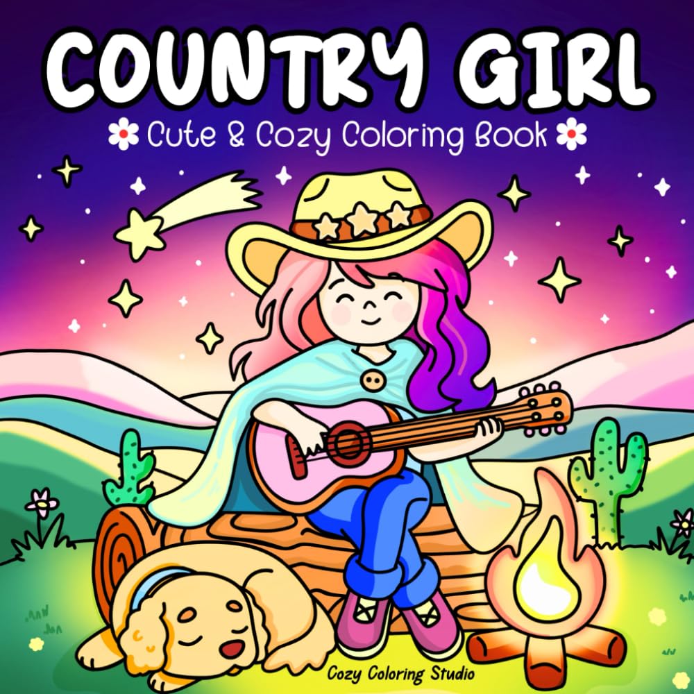 Country Girl: A Cute & Cozy Coloring Book for Adults & Teens Featuring Relaxing Nature and Adorable Farm Life Moments