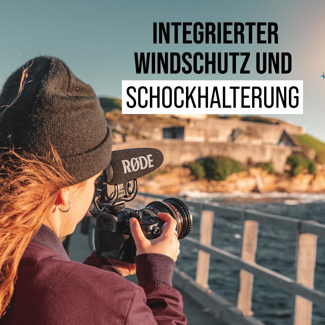 RØDE VideoMic Pro+ Premium Shotgun-Mikrofon für die Kamera mit Hochpassfilter, Hochfrequenzverstärkung, Pad, Sicherheitskanal für Filmemachen, Erstellen von Inhalten und Standortaufnahmen, Black