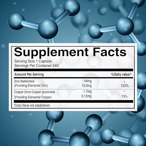 Miniatura 2 de Pure Nutrition Zinc Metionina  240 cápsulas vegetales  Apoya la inmunidad, la piel y la salud celular