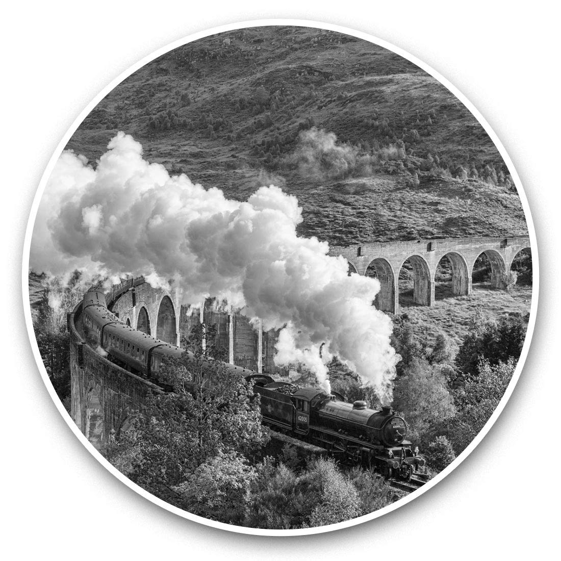 Destination Vinyl Ltd Bw Jacobite Steam Train Glenfinnan Viaduct 37152 2 X 7.5Cm Vinyl Stickers - Jacobite Steam Train Glenfinnan Viaduct Decals 37152